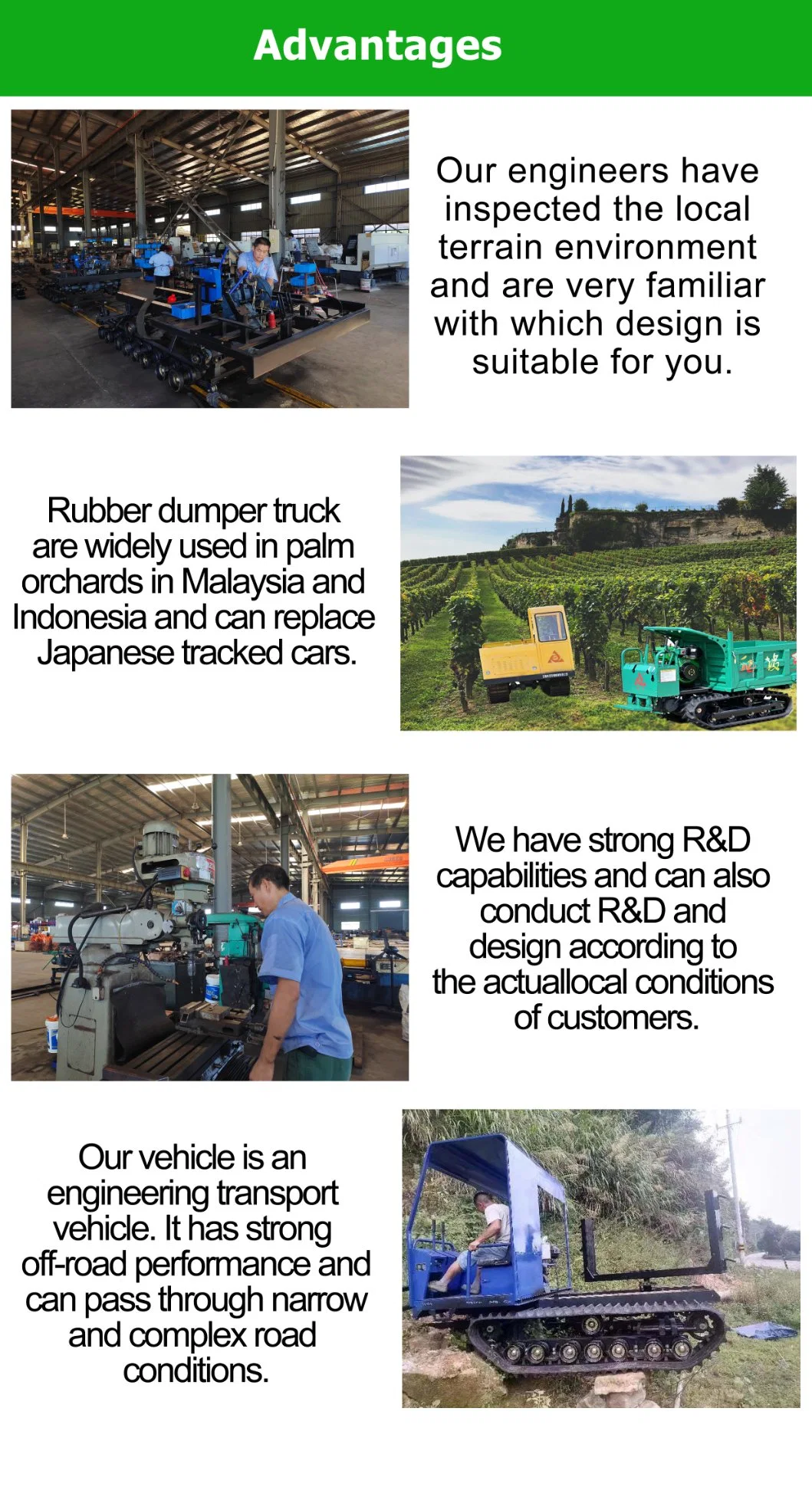 Cargas útiles de 1 tonelada Mini crawler para transporte minero 3