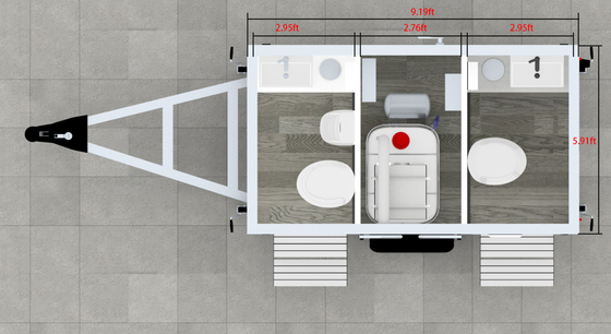 Trailer de baño móvil portátil asequible al aire libre Baño de baño público con concesión