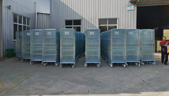 Heavy Duty 500kg Nestable Foldable Wire Mesh Roll Cage for Warehouse Logistics Storage