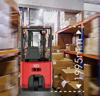 Compact 1.5 Ton 3 Wheel Electric Counterbalance Forklift Low Ceiling Cargo Lift Use Built-in Li-ion Charger Opportunity Charging Forklift