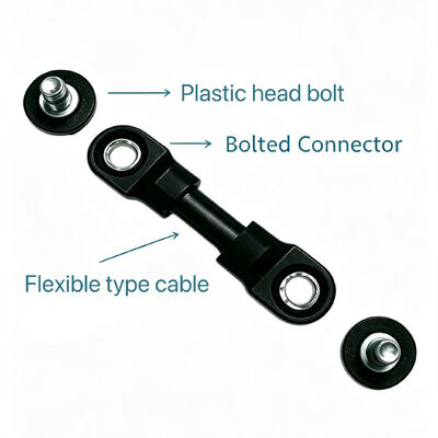 Cabeza de plástico negro aislada con cerradura de hilo recubierta M10 × 22 pernos para carretillas elevadoras de plomo-ácido Terminal de batería Conexión de cable flexible Reemplazo de piezas de repuesto con material PP + GF y punto de control