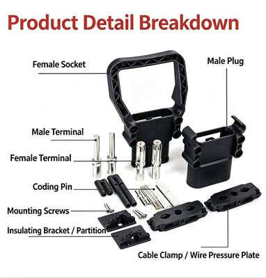 Diseño duradero resistente a ácidos Din160 REMA Juego completo de conectores de carga de batería macho y hembra para carretillas elevadoras, barredoras y dispositivos RCC Cumple con el estándar industrial DIN VDE 0623 y EN 1175