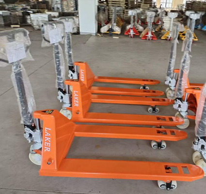 Camión de paletas de mano de 3 toneladas con ruedas de doble nylon para el manejo de material de almacén de 3000 kg