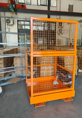 Cage de trabajo de seguridad de mantenimiento de carretilla elevadora resistente a la deformación de carga pesada